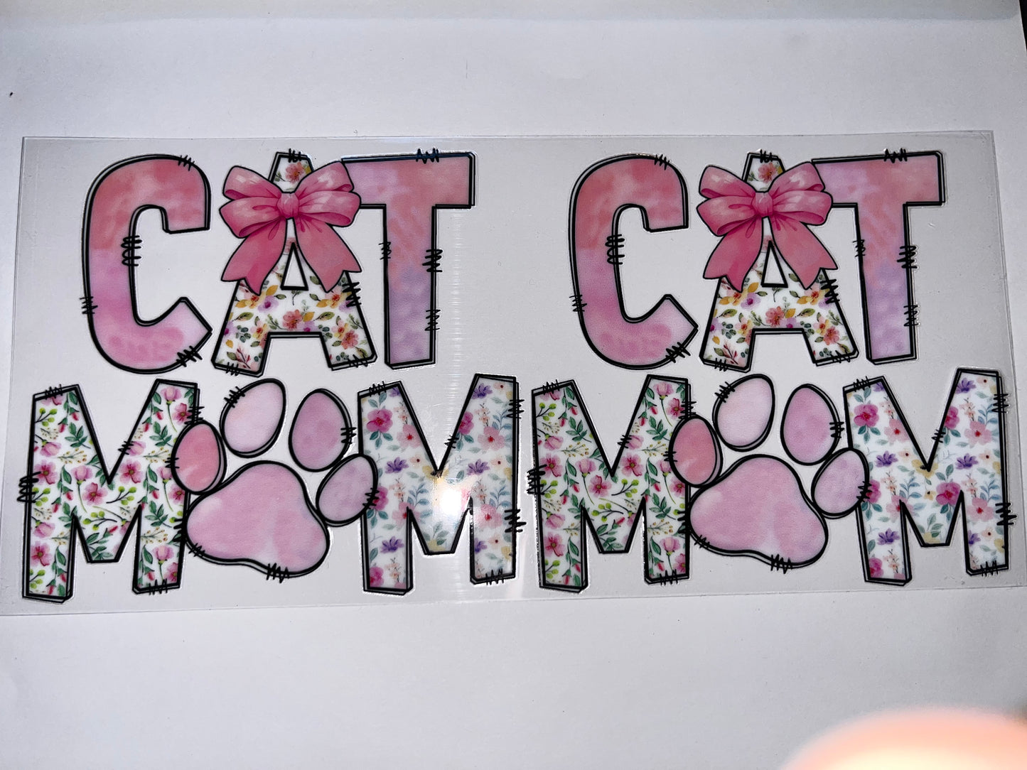 Cat Mom - Pink with Flowers