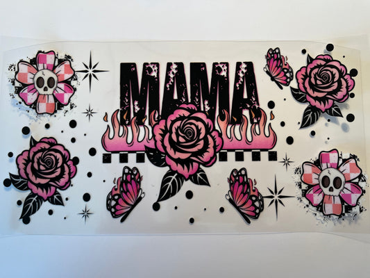 Mama with Pink Roses & Butterflies