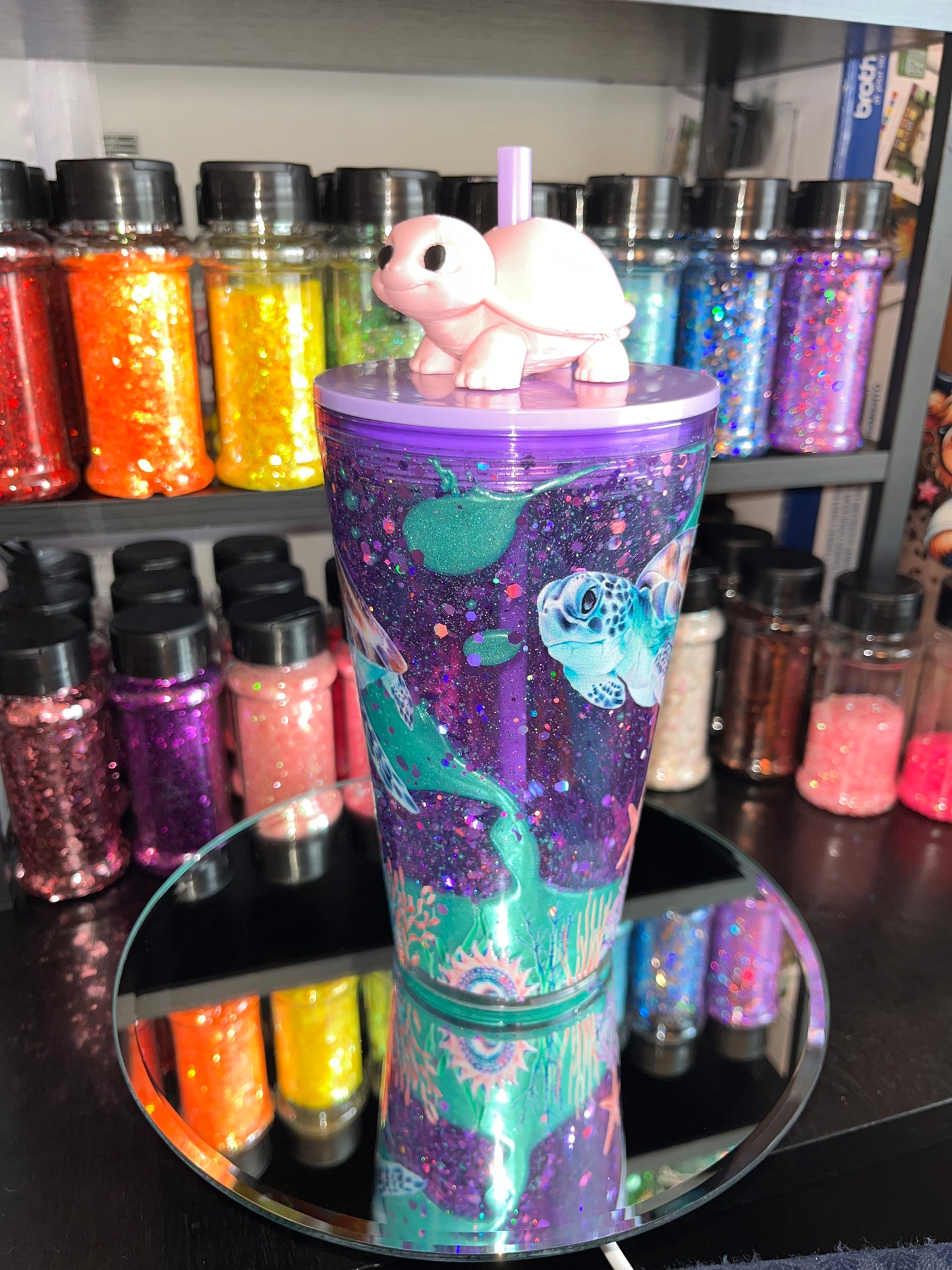 Sea Turtles Teal & Purple Lava with Topper