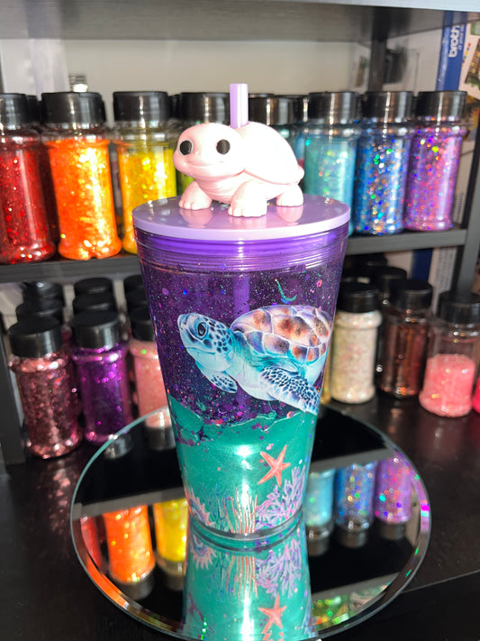 Sea Turtles Teal & Purple Lava with Topper