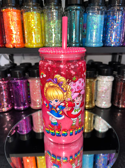 Rainbow Brite & Strawberry Shortcake Pink Lava Snow Globe Tumbler