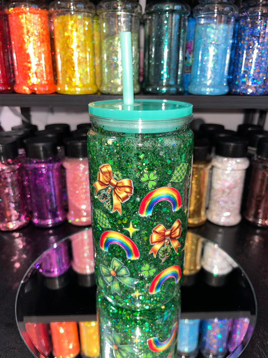 St. Patrick's Day Glitter Snow Globe Tumbler