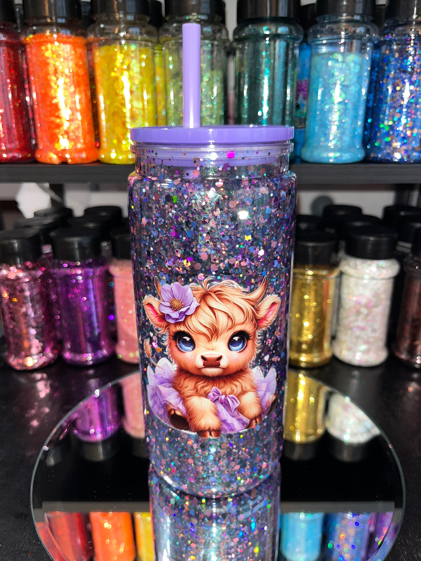 Baby Cow Glitter Snow Globe Tumbler