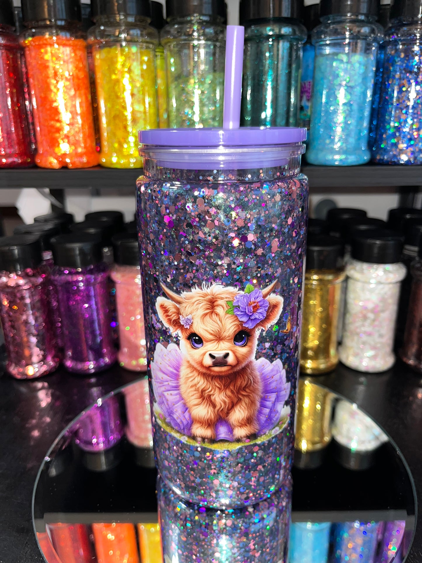 Baby Cow Glitter Snow Globe Tumbler