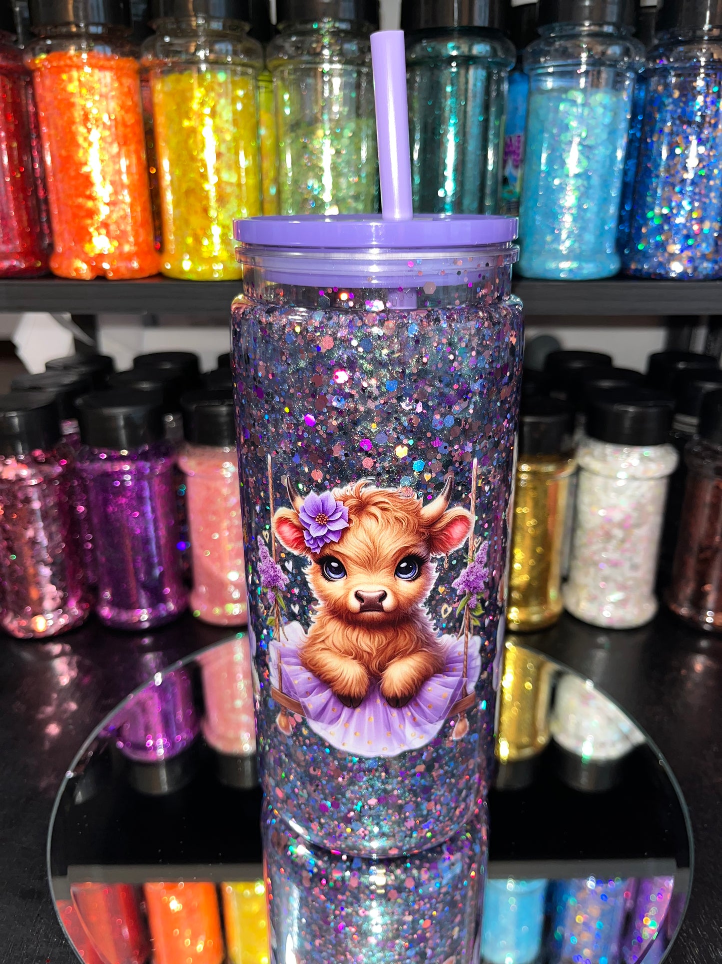 Baby Cow Glitter Snow Globe Tumbler
