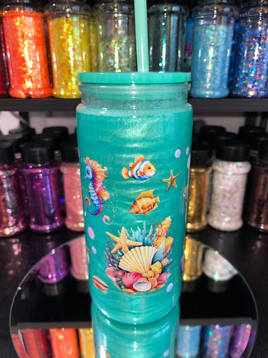 Under The Sea Mica Snow Globe Tumbler