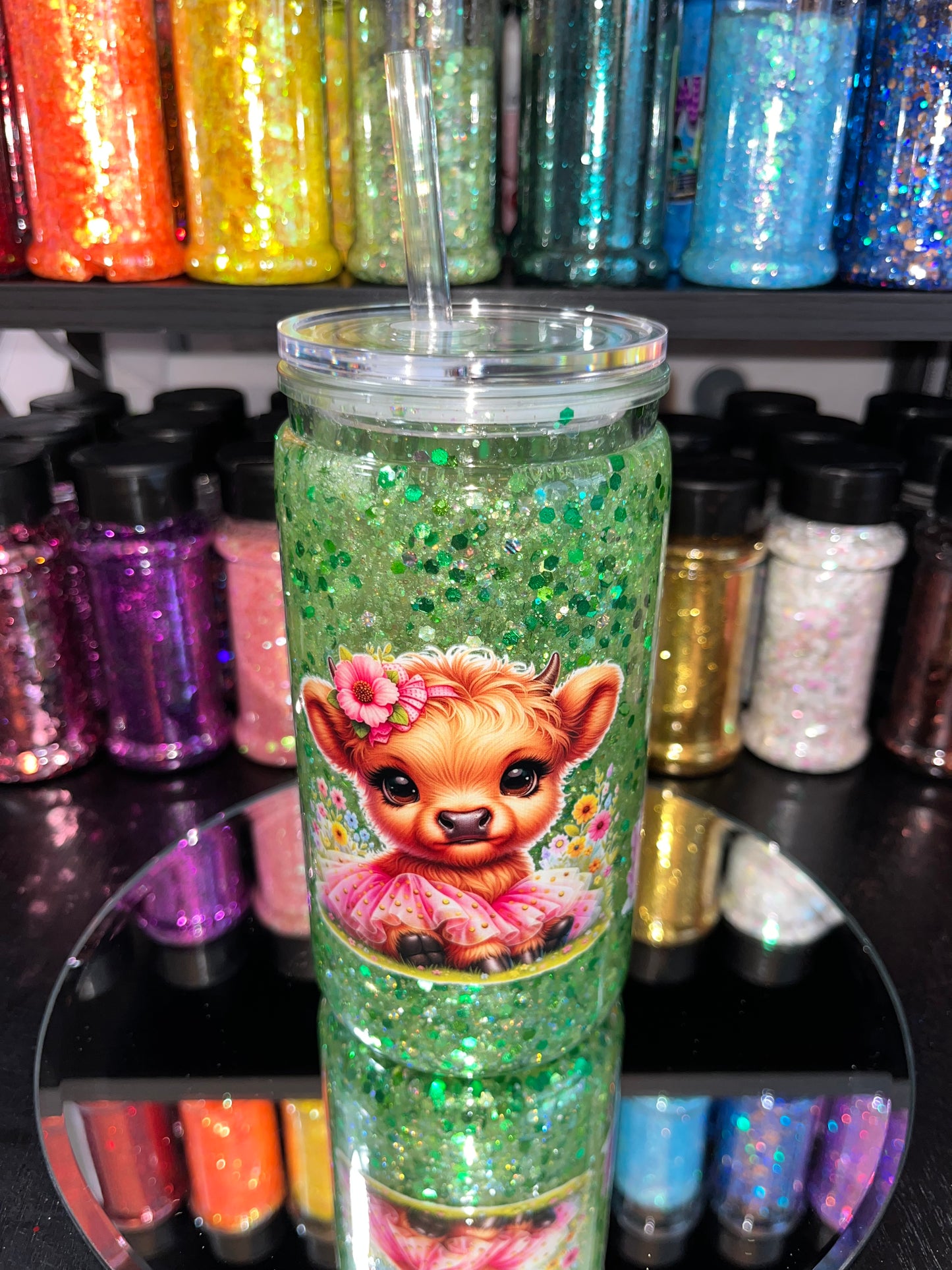 Baby Cow Glitter Snow Globe Tumbler
