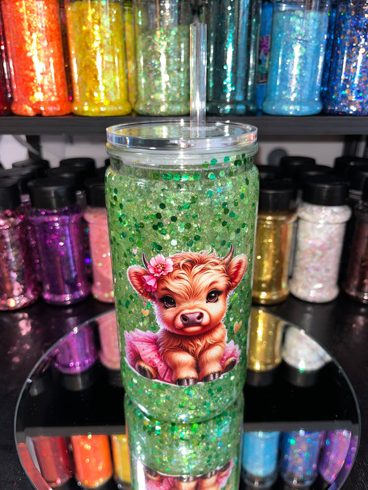Baby Cow Glitter Snow Globe Tumbler
