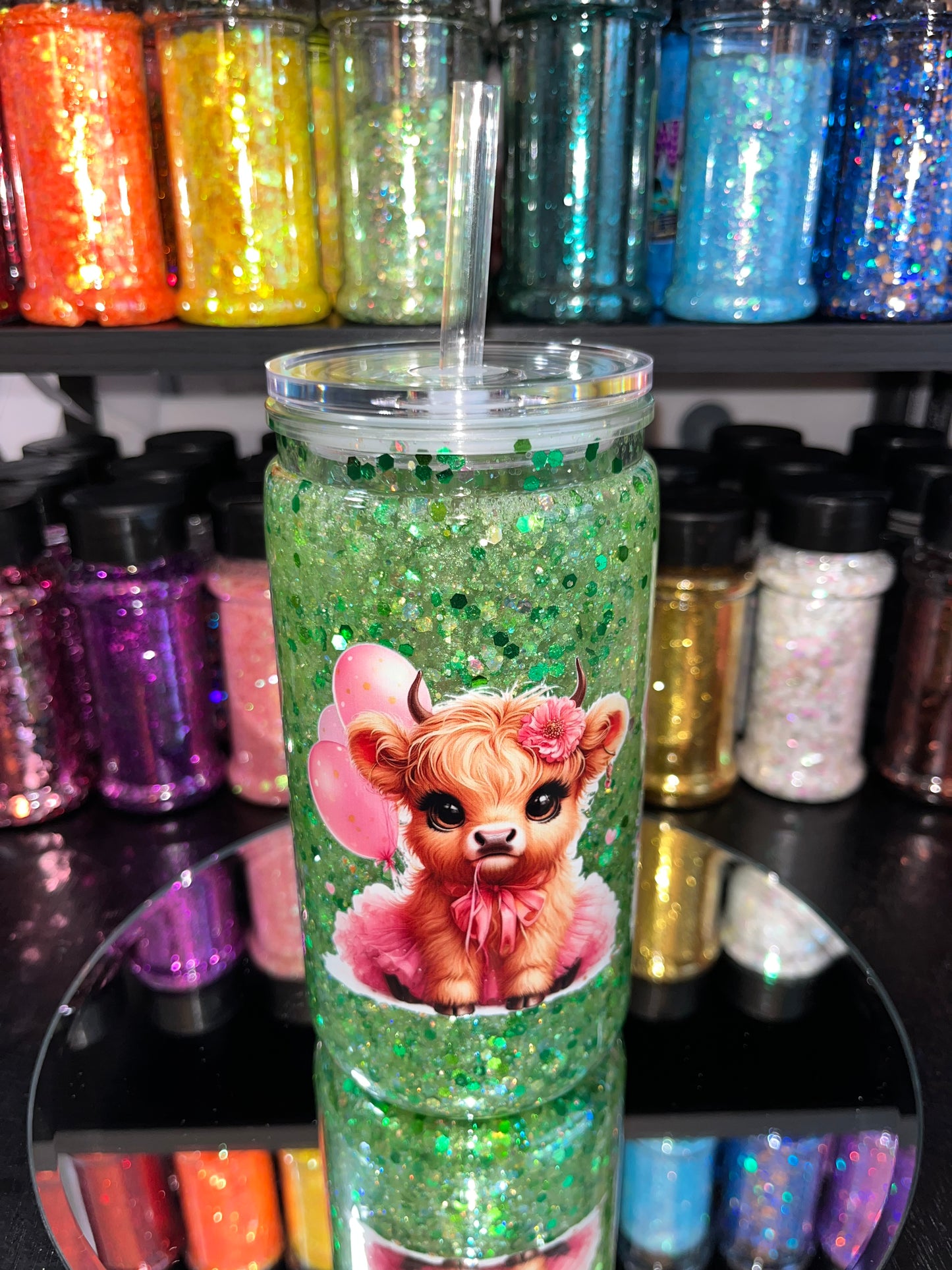 Baby Cow Glitter Snow Globe Tumbler