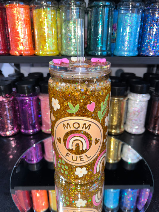 Mom Fuel Glitter Snow Globe Tumbler
