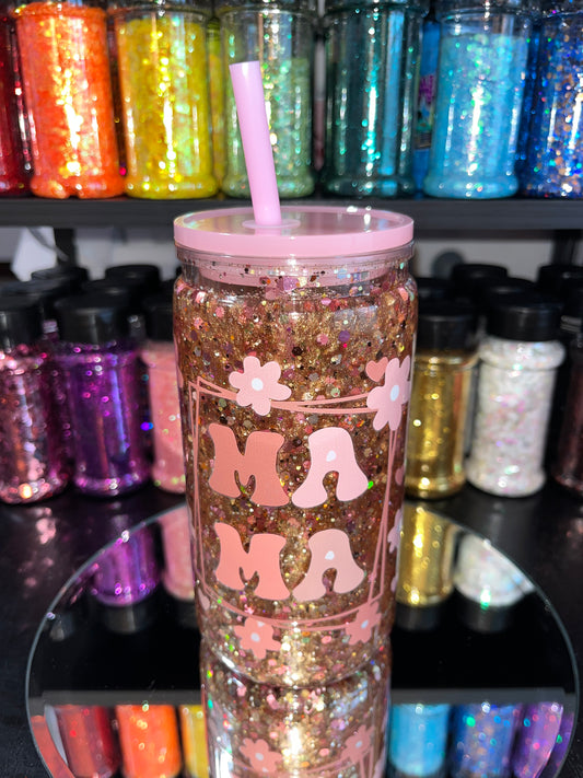 Mama Glitter Snow Globe Tumbler