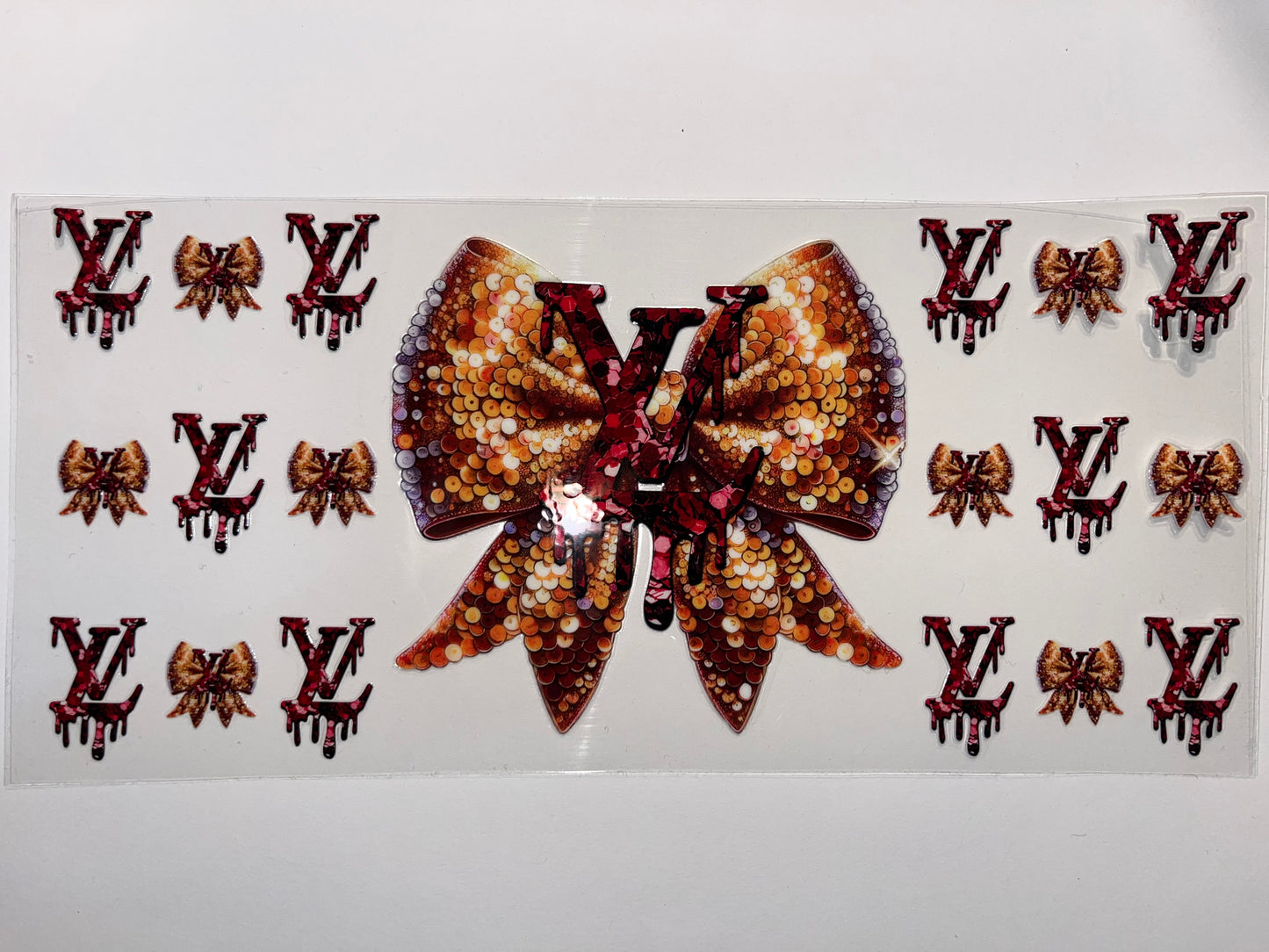 LV Red Drip with Gold Bow