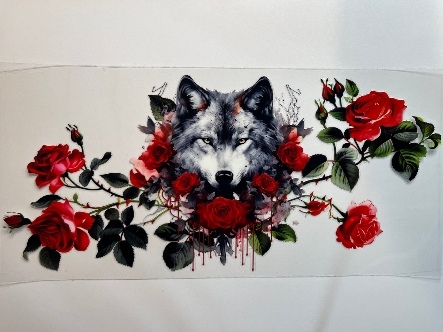 Wolf with Red Roses