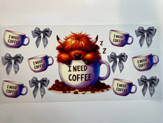 I Need Coffee baby Cow with Bows