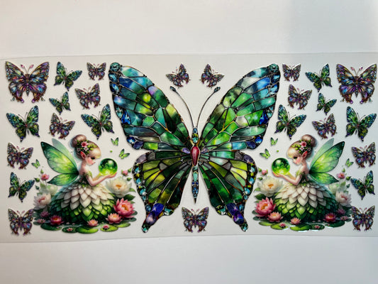 Green Butterfly with Fairies