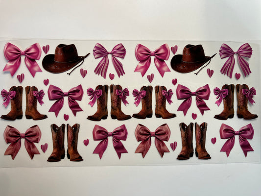Brown & Pink Boots, Bows & Cowboy Hats