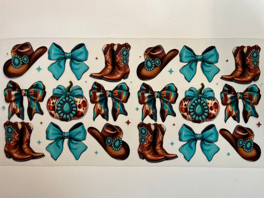 Turquoise & Brown Bows, Boots and Cowboy Hats