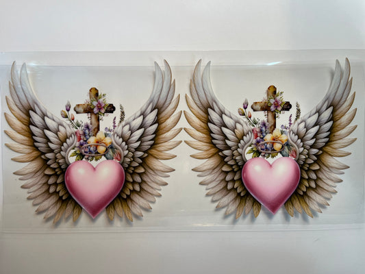 Wings with Cross & Hearts