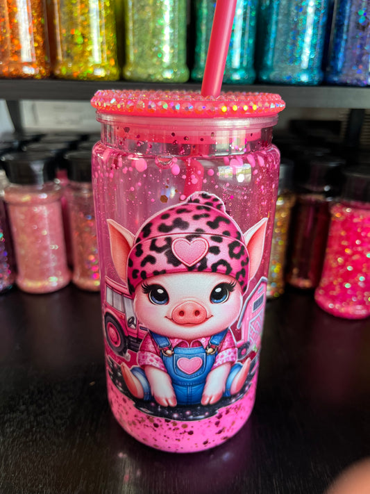Pink Pig with Barn Dual Lava