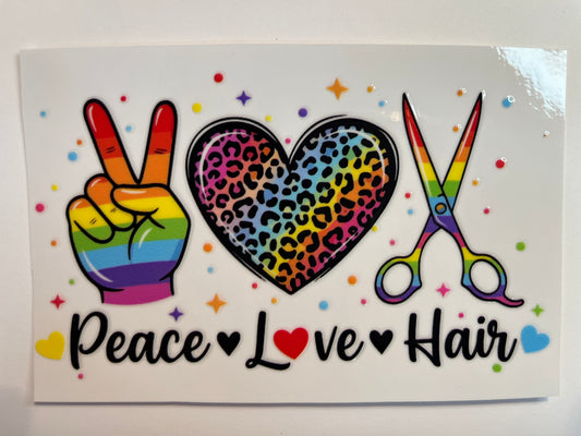 Hair - Peace Love Hair Decal