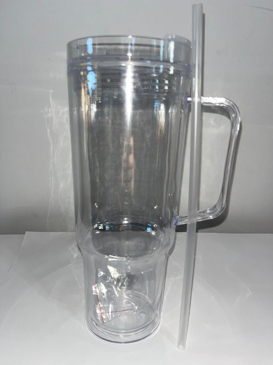 40oz Acrylic Snow Globe Tumbler with Handle - Clear Lid & Straw