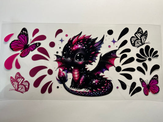 Baby Dragon with Pink Butterflies