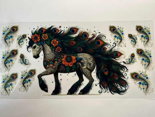 Horse with Peacock Feathers