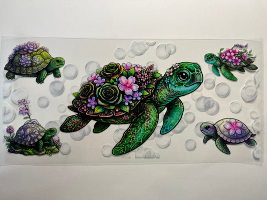 Sea Turtles with Flowers